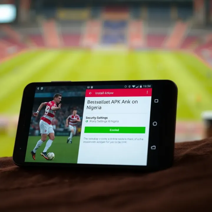 Android smartphone displaying Betway APK installation screen with security settings enabled