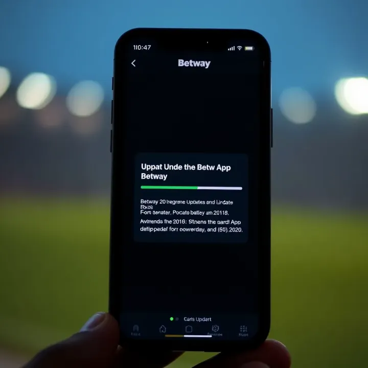 Smartphone screen displaying Betway app update notification with a progress bar
