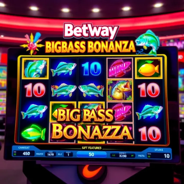 Exciting Betway Big Bass Bonanza slot game screen displaying colorful fishing-themed symbols and bonus features