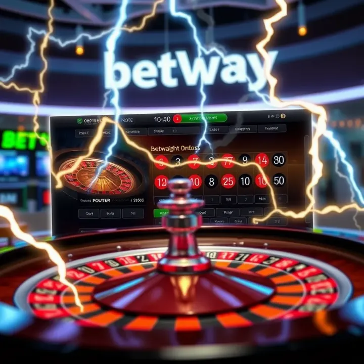 User interface showcasing Betway Lightning Roulette gameplay featuring betting options and vibrant lightning graphics