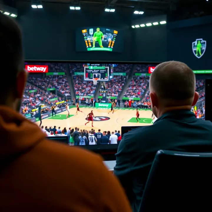 User watching live basketball game on Betway with betting options visible