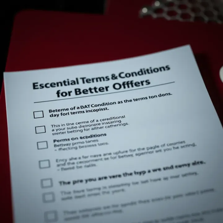 Graphic showing a checklist with key terms and conditions for Betway promotions alongside betting icons