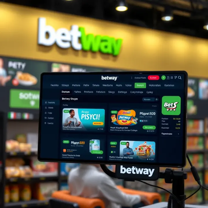 Interface showcasing betting and shopping features on Betway Shope platform in Nigeria
