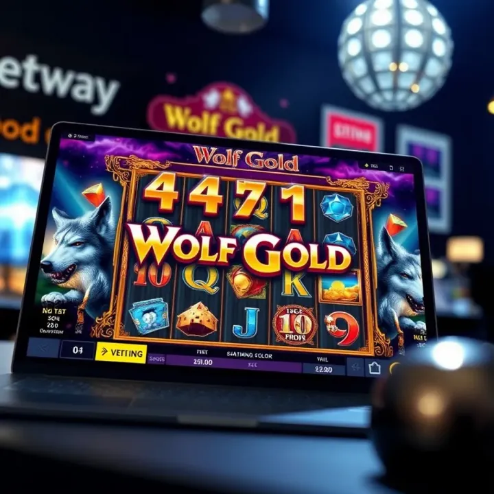 Betway online casino interface displaying Wolf Gold slot game with free spins feature active