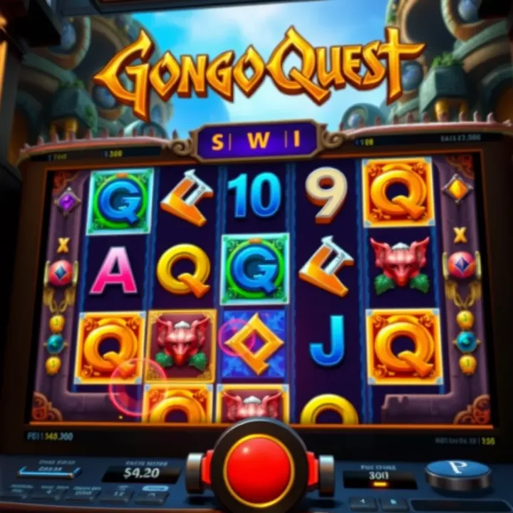 Gonzo Quest slot game interface showing adventurous symbols and cascading reels