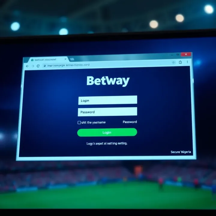 Login screen on Betway platform with input fields for username and password