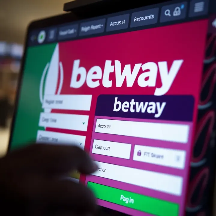 User interface showing Betway registration screen with form fields for account creation