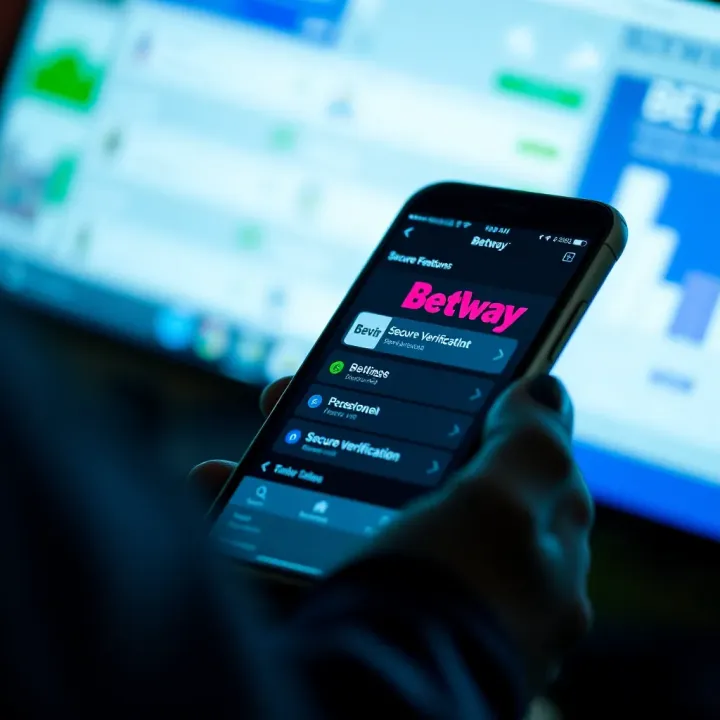 Close-up of smartphone screen showing Betway betting options and secure verification