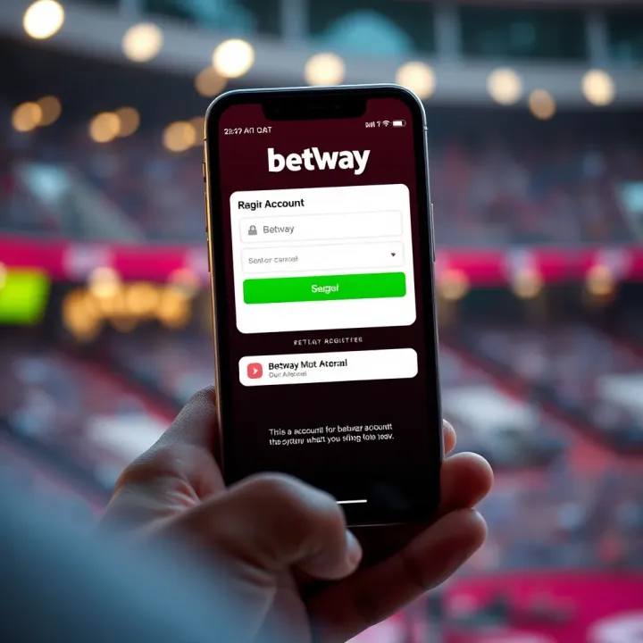 Mobile phone displaying Betway registration form for Nigerian users
