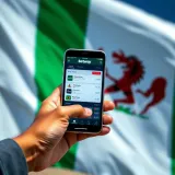 Smartphone displaying a betting app interface with Nigerian flag background