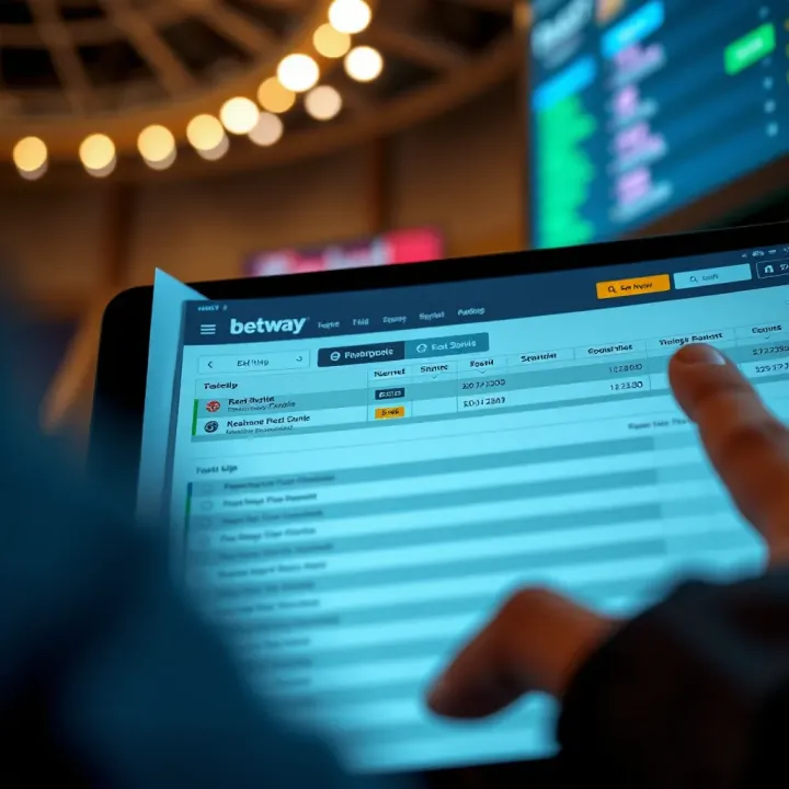 Betway platform displaying a betslip with various sports betting options highlighted