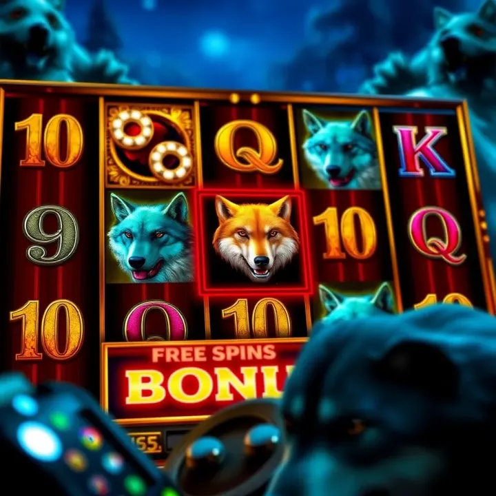Winning symbols aligned on Wolf Gold slot reels with bonus feature highlighted